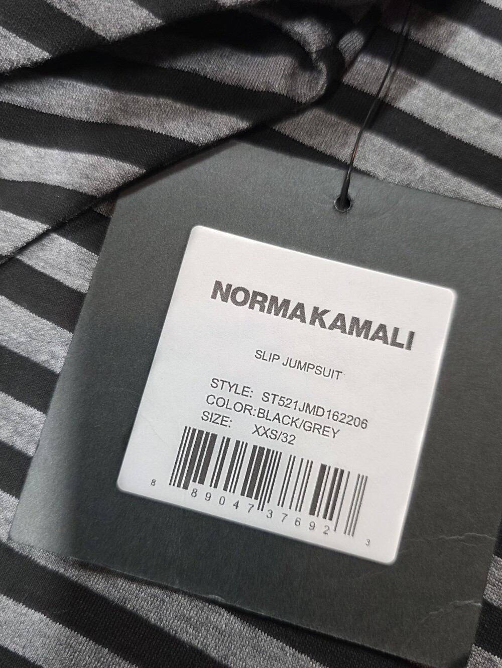 NORMA KAMALI Slip Striped Stretch-jersey Jumpsuit In Black/grey - Picture 15 of 15